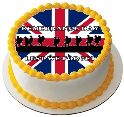REMEMBRANCE DAY Premium Quality Edible Large 7.5 Inch Round Icing Cake Topper - Text can be Customizable - Make Celebrations Memorable with Our Charming Cake Toppers UK GIFT LEST WE FORGET D5