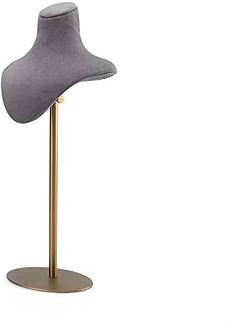 Schmuckständer Samt-Halskettenständer, Schmuck-Halsketten-Display, goldfarbener Metallhals-Aufhänger, schwarzer Samt-Schmuckbüste, Schaufensterpuppenständer for Einzelhandelsausstellung schmuckaufbewa