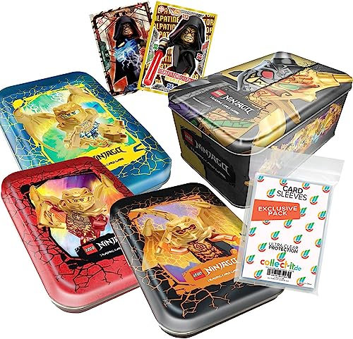 Bundle mit Blue Ocean Lego Ninjago Serie 8 Trading Cards - Alle 1 verschiedenen Tin Boxen + alle 3 verschiedenen Mini Tin Boxen + Exklusive Collect-it Hüllen