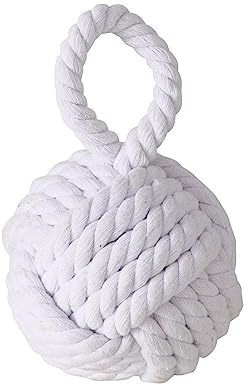 Boltze Türstopper Knoten Strick mit Schlaufe – als Buchstütze, Fensterstopper & Türhalter, dekorativer Stopper für Tür und Fenster im Innenraum, beschwert mit 1,5 kg Gewicht (Weiß)