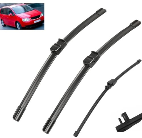 Wischerblätter for Vorder- und Hinterradwischer, rechts und links, kompatibel mit VW Touran 2003–2006, Windschutzscheibe, Windschutzscheibe, Fensterbürsten, 28 Zoll + 28 Zoll + 16 Zoll