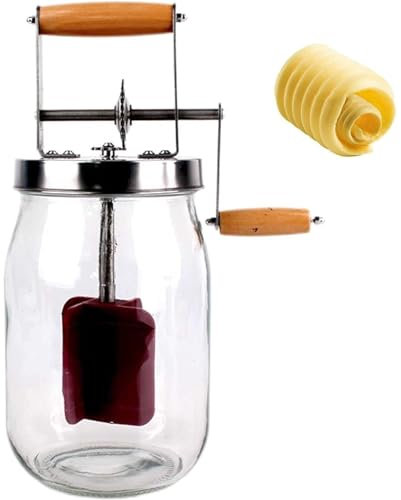 1000ML/1500ML Manual Butter Churner - Hand Crank Butter Churner, Wooden Handle Stainless Steel Gear, Kitchen Top Gadgets Butter Churn Cream Mixer, Butter Churn for Home, Kitchen, Baking (Size : 1500m