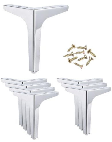 PATIKIL Metal Furniture Legs 7 Inch, 8 Pack Triangle Furniture Feet DIY Replacement Legs Modern Style for Cabinet Cupboard Table Couch Sofa Dresser, Silver
