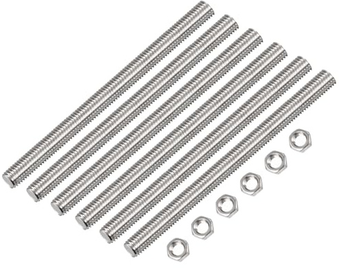 QUARKZMAN 6 Stück M14 x 200mm Voll Gewindestange 304 Edelstahl Gewindestangen Rechtshänder Gewindestäbe Gewindestifte Stabbolzen mit 6 Stück Sechskantmuttern 2mm Gewinde Abstand