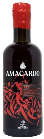 Distilleria Belfiore - Amacardo Red, Amaro di Sicilia Prodotto con Erbe Aromatiche Locali, 30%, Bottiglia in Vetro da 500 ml
