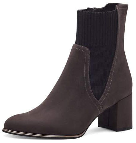 MARCO TOZZI Damen Stiefeletten mit Absatz Spitz Elegant, Grau (Anthracite Com), 40 EU