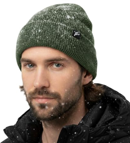 TOP-EX Herren & Damen Wintermütze Wasserdicht und Fleece-gefüttert - Atmungsaktive Beanie Strickmütze für Outdoor, Laufen & Ski - Winddichter Regenschutz Grün L/XL