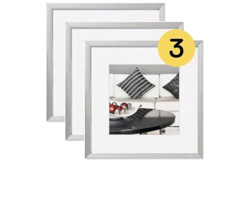 walther design Bilderrahmen Chair Alurahmen 20x20 cm Silber, 3er Pack, AJ220S3