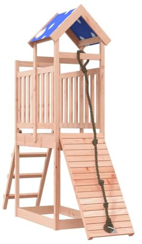vidaXL Spielturm, Klettergerüst mit Kletterwand Seil Leiter, Kinder Kletterturm Spiel-Zubehör für Garten, Holz Spielplatz Spielhaus, Massivholz Douglasie