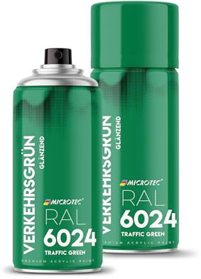 MICROTEC® Sprühlack | 400ml | hochwertiges Acryllackspray | matt oder glänzend | Sprühfarben für Metall, Holz, Kunststoff u.v.m. | große Farbauswahl (Grün glänzend - RAL 6024)
