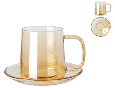 Tazzina da caffè 260ML Semplice tazza da caffè e piattino Set tinta unita Vetro trasparente Tazza da caffè for la casa Tazza da caffè for ufficio di alta bellezza Tazza e piattino Tazze da tè e caffè(