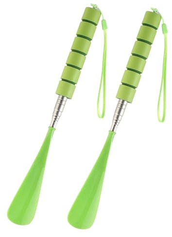 2 Stück Schuhlöffel Lang, Teleskop Schuhlöffel Schuhanzieher Lang Edelstahl Schuhlöffel Ausziehbar Shoe Horn für Unterwegs und zu Hause
