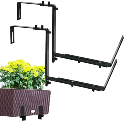 Blumenkasten-Halterungen – dekorativer Fensterständer, Balkon-Pflanzenständer | Outdoor-Fensterkastenständer, verstellbares Blumen-Display, Organizer für Deckgeländer, Außenzaun, Balkon (23 x 3 x 2