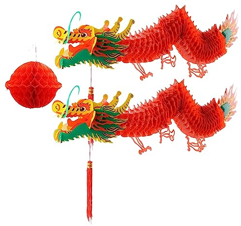 Cabilock 2 Set decorazione di Chinatown anno della mascotte del drago decorazione da appendere capodanno cinese decorazione casa home decoration lanterne cinesi ghirlanda ciondolo drago