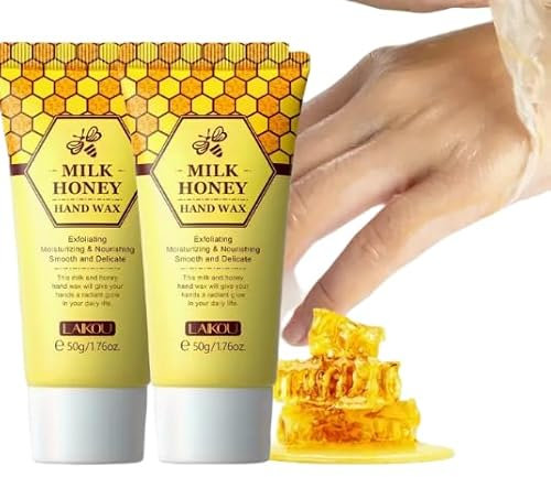 Lot de 2 masques pour les mains, cire à décoller au miel au lait, masque exfoliant pour les mains et les pieds, sérum hydratant pour les mains craquelées, mains sèches et vieillissantes