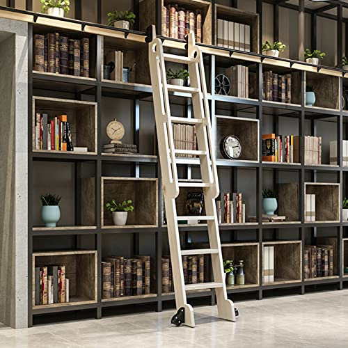 TWHZSAI 3,3 bis 20 Fuß langes rundes Rohr, Gleitschienen-Komplettset für Bibliotheksbeschläge (ohne Leiter), rustikales Schwarz, Mobile Leiterschiene für Bibliothek/Dachboden/Zuhause/Innenbereich (G