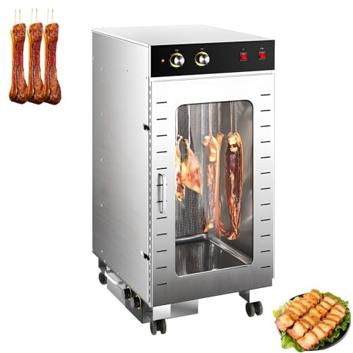 Essiccatoio per Carne Rotante con Rotazione da 1600 W, essiccatore per Carne Elettrico Rotante a 360°, con Pannello di Controllo LED e termostato Regolabile da 30 a 90°C, Timer Digitale,