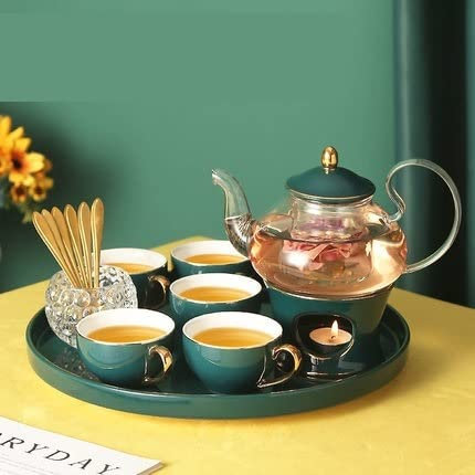 XFZJCHAP Ensemble de Tasses à café en céramique européenne, Service à thé de l'après-midi Anglais, théière à Fleurs (Couleur : B)