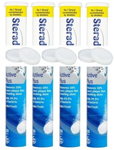 Denture Cleaning Tablets 30s - Bulk Bundle Daily Denture Cleaning Tablets (Active Plus (Pack of 4 Total 120 Tablets))