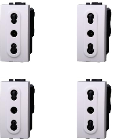 IXTRIMA Bipasso 2P+T 10/16A 250 V uttag, kompatibel med Bticino Living Light, set om 4 delar, vit