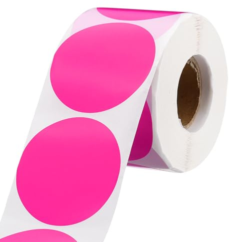 sourcing map 2 Inch Circle Dot Stickers Color Coding Labels Blank Round Label Waterproof Self-Adhesive Sticker for Envelope Document Organize Gift Box (Fluorescent Pink, 1 Roll, 500Pcs/Roll)