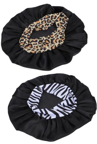 VALICLUD 2pcs Wide-brimmed Sleeping Hat Elastic Satin Cap Silk Turban for Sleep Women Hair Protector Comfortable Elastic Hat