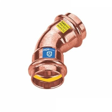 Sanpro Lot de 3 raccords à sertir en cuivre coudé à 45° - Coudé - Taille V 12 (raccord à sertir en cuivre, gaz, eau, eau potable, chauffage, sanitaire, conduite en cuivre)
