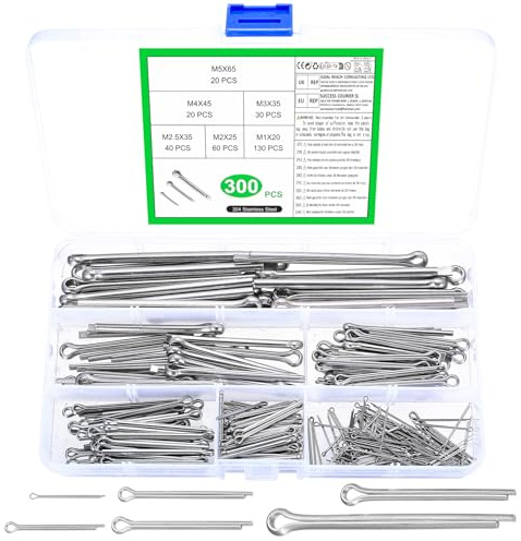 300 Pcs Assortiment de Goupilles Fendues, Goupille Fendues, Goupilles Fendue Fixations À Ressort de Retenue pour Motos, Tracteurs, Réparation d'Équipements Mécaniques Automobiles
