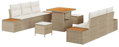 vidaXL Conjunto de sofás de jardín 9 uds. 8-Número de plazas Beige
