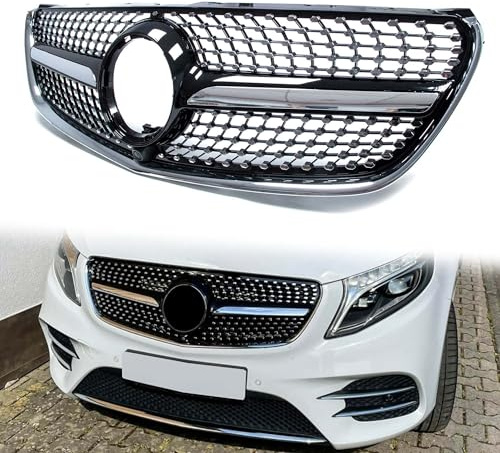 Kühlergrill Front Grill Frontgrill Schwarz Diamant für Mercedes Benz V Klasse W447 V250 V260 V300 2014-2019 vor-facelift