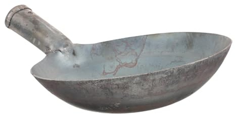 Milisten Cucharón De Hierro Robusto para Jardín y Limpieza, Achicador De Agua Mango Largo, Pala De Acero Duradero 20 Cm Diámetro, Herramienta Multiuso para Exteriores e Industriales