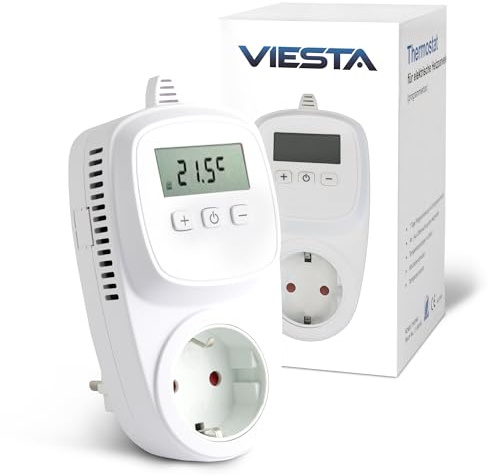 TH12 Termostato WiFi a presa (230 V/3600 W) – Termostato intelligente con controllo via app, programma settimanale, protezione antigelo e memoria EEPROM – per riscaldatori e dispositivi elettrici