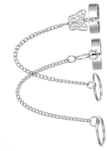 OUNONA 2 Pcs Bagues Chaîne Régulables Bagues de Doigt Punk Goths Minimaliste pour Homme et Femme