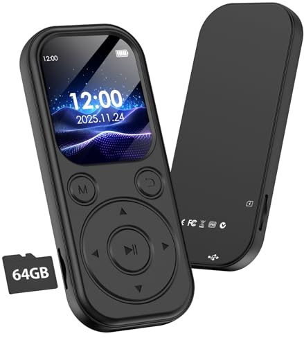 Qoosea Lettore MP3 Bluetooth 5.3 64GB - Lettore Musicale MP3 con Schermo HD 2.01, Suono HiFi, Altoparlante, 7h Autonomia, Espandibile 128GB, Radio FM, Registrazione
