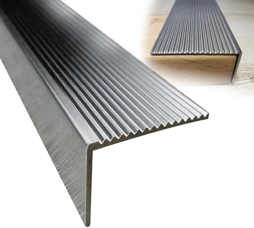 Treppenkantenprofil aus Edelstahl, 100 cm Wasserdicht Rutschfest Stufen-Kantenprofil für Innen- und Außenbereiche(40 mm x 20mm)