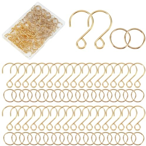 SOFPLATE 300 Stück 150 Sets Gold Metall S Haken Mit Biegeringen S Schmuckhaken Großpackung Edelstahl Kleine Ornamente Aufhänger Haken Für Dekoration Weihnachts Sonnenfänger DIY Bastelarbeiten