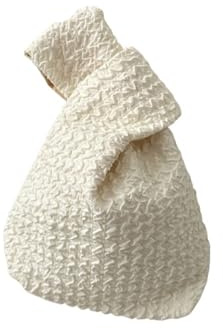 IPAGSEFWE Borsa da polso con nodo, Temperamento Semplice Borsa Borsetta Piccola for Festa, Matrimonio, Viaggio(White)