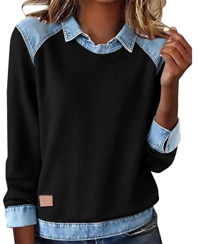 Damtröjor utan huva rund hals sweatshirt tröjor damer plus size pullover jultröjor halloween toppar tröjor huvtröjor sweatshirt jumper pullover toppar jumper träningskläder, Svart, XXL