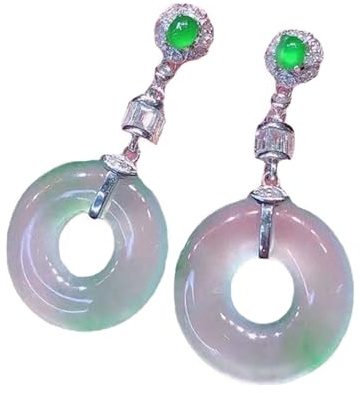 S925 Silver med Natural Jade Ice Green Ping An Spänne Örhängen Örhängen för Kvinnor Äkta 3