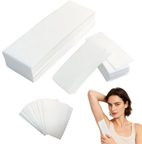 300 fleeceremsor för varmvax och sockerpasta, 2 storlekar för armar och ansikte | 7 x 20 + 3,8 x 10 cm vaxremsor hårborttagning & hårborttagningsremsor, hudvänlig & slitstark, för ben, bröst, rygg, intim