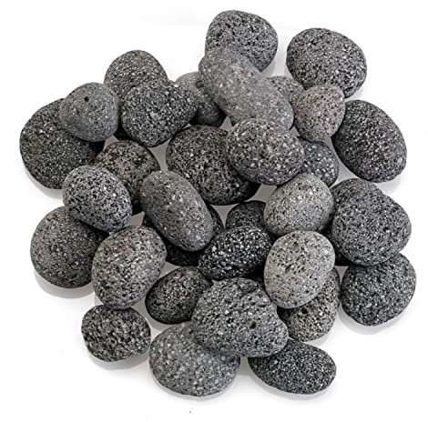 American Fireglass pequeña Piedra de Lava (Tumbled) Gris/Negro 1/2  – 1, 20 LB. Bolsa