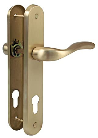 Amig - Set de Poignées sur Plaque d'Acier pour Porte | Mod. LENA | 238 x 40 mm | 70 mm | Carré de 8 mm | Laiton mat | Ensemble de poignée | Design Élegant et Simple | Pour porte