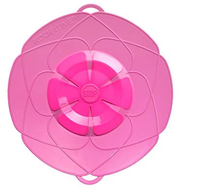 Kochblume das Original, Silikon Überkochschutz für Töpfe und Pfannen, Mikrowellen-Deckel, Spritzschutz und Dampfgar-Aufsatz | (pink, M | Topfgröße 14-20cm)