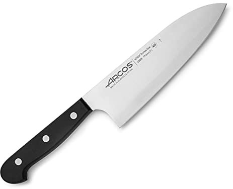 Arcos Serie Universal - Coltello Santoku Coltello Giapponese Coltelli asiatici - Lama Acciaio Inossidabile Nitrum 170 mm - Manico Polioxymetilene (Pom) Colore Nero