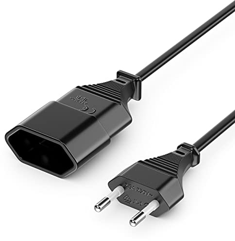 deleyCON 5m Stromkabel Verlängerung Typ-C Eurostecker Buchse - Schwarz | Netzkabel Verlängerungskabel, Typ-C-Stecker Eurostecker auf Typ-C Euro Buchse, für TV, PC, Monitor, Beamer, Lampe