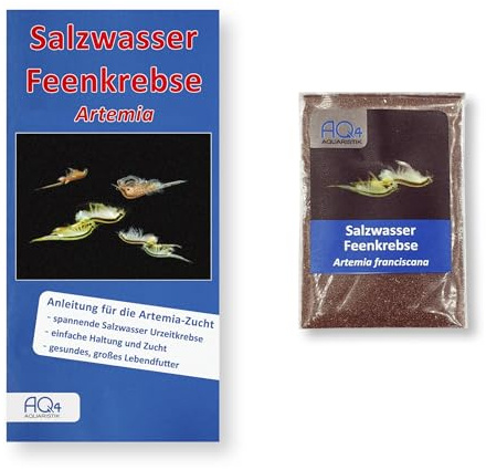 Artemia Eier A. franciscana, Salinenkrebse, Zuchtansatz mit Anleitung | Mehr als 1.000.000 Eier, 2 ml Zysten, Anleitung, für Aquarianer und Lebendfutterzucht; für Zucht, Aufzucht und Beobachtung
