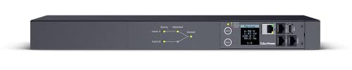 CyberPower PDU44005 Rack-PDU 1U mit automatischem Transfer zwischen Zwei Quellen, Switched Outlet-Control einzeln, 2X IEC C20 Eingang 16A 50/60Hz 100-240V, 8X C13 +2X C19, LCD und Log