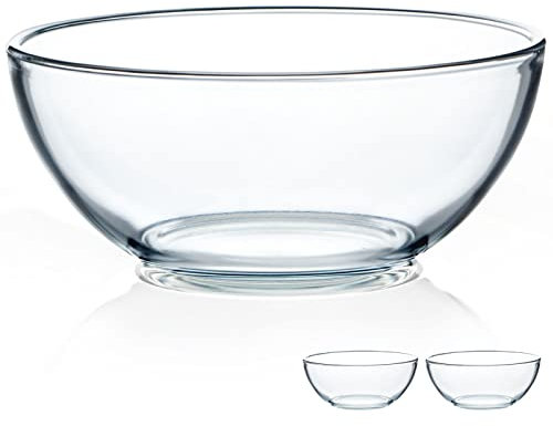 NUTRIUPS 8 Inch Tempered Glass Bowls 2 Pack, 50oz Pho Bowls, Clear Glass Soup Bowls for Kitchen Microwave and Oven Safe