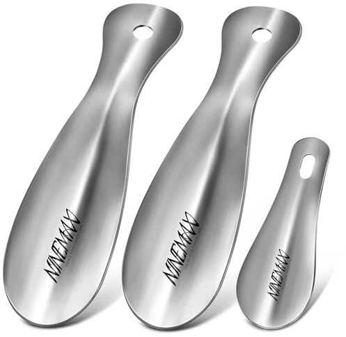 NINEMAX Calzascarpe Metallo Corto, Calza Scarpe Piccolo Da Viaggio, 19&10 cm Calzante in Acciaio Inox Resistente, Calzascarpe Mini (3 Pezzi)