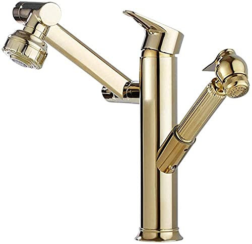 Robinet de salle de bain extractible pour lavabo double mode 360 ​​rotatif multifonction robinet de cuisine froid et froid robinet de lavabo avec pulvérisateur mitigeur-noir A-long-noir-court needed